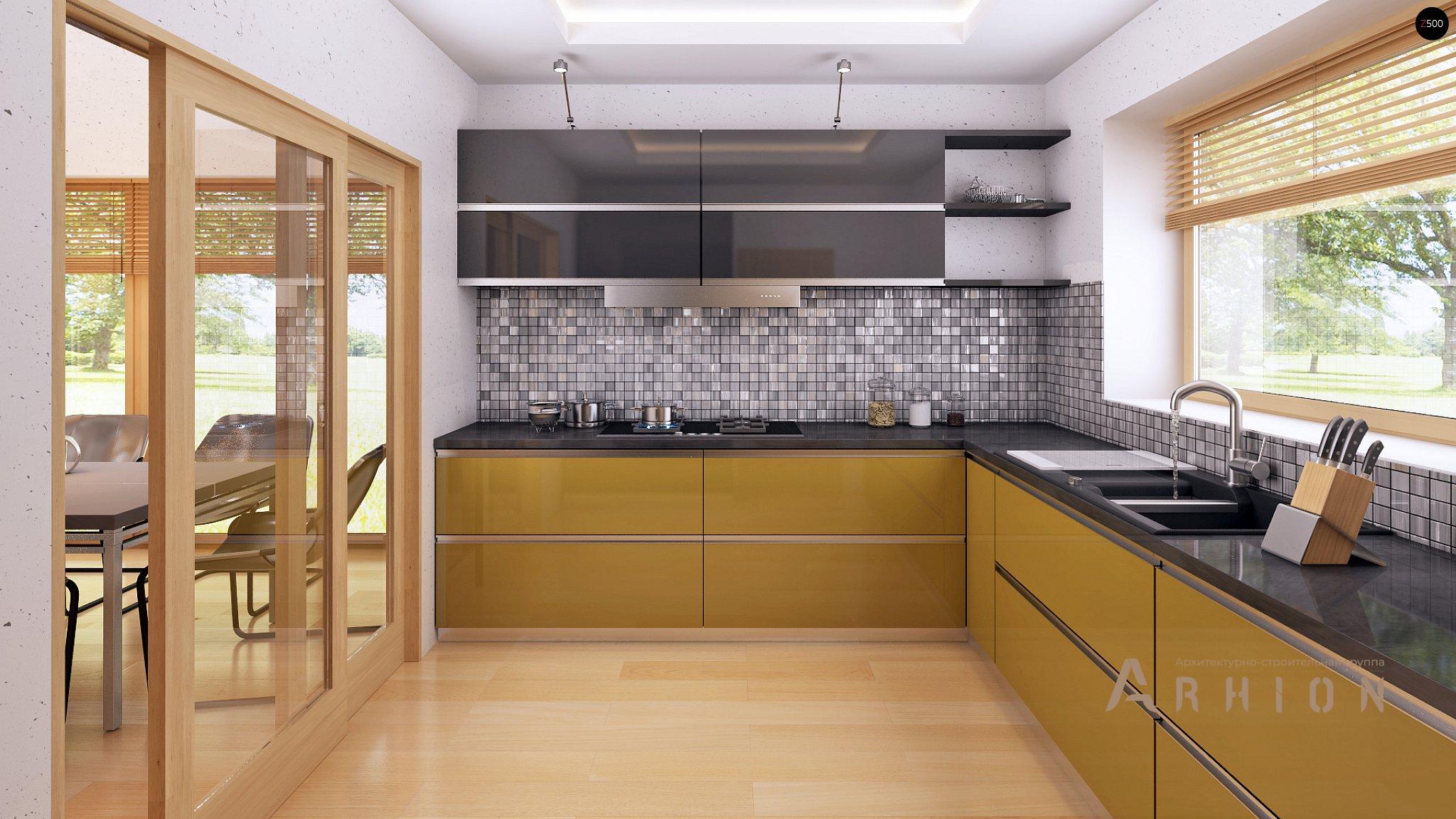 9. Проект одноэтажного дома в современном стиле с четырехскатной, Z200 k, площадью - 166 кв c терассой, гаражом, эркером